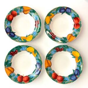 VTG 1995 Victoria Beale Porcelain Forbidden Fruit Soup Salad Bowls‎ 8–5/8” set 4